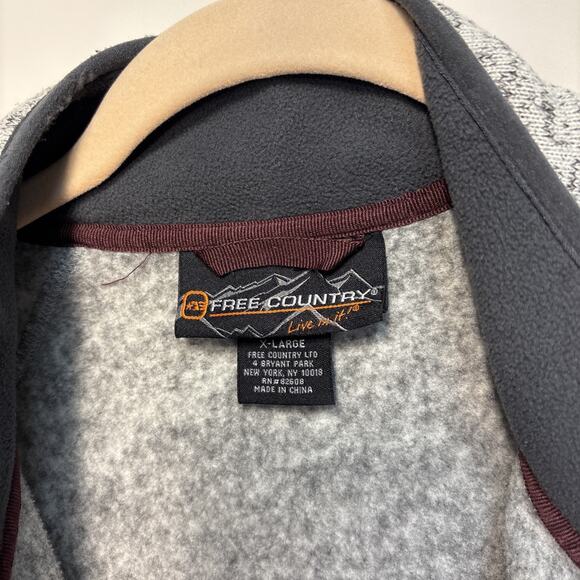 Free Country Sweater Fleece Full Zip Jacket Gray Black Heather XL - Picture 3 of 11